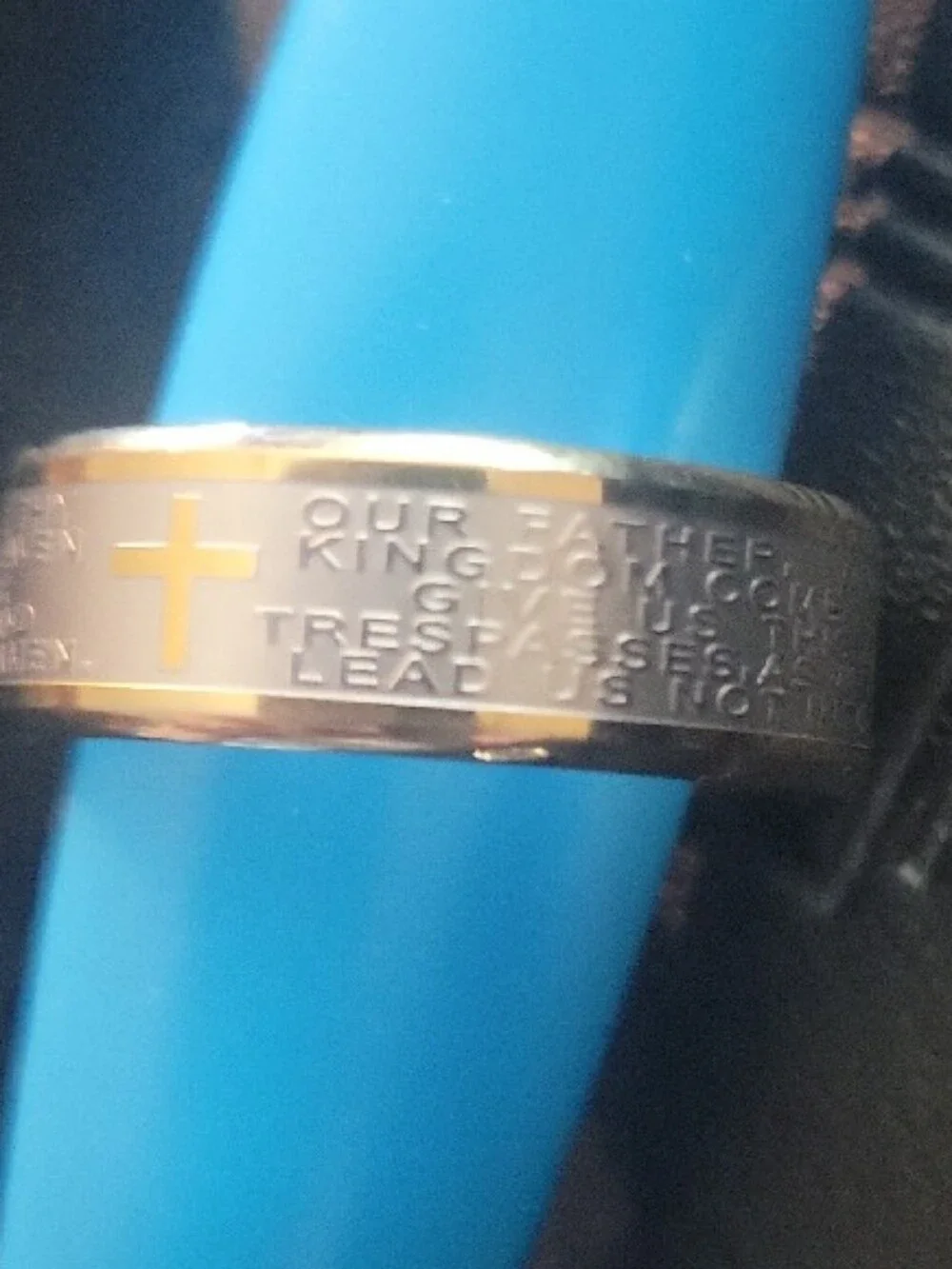 Lords Prayer Two Tone Stainless Ring Size 10